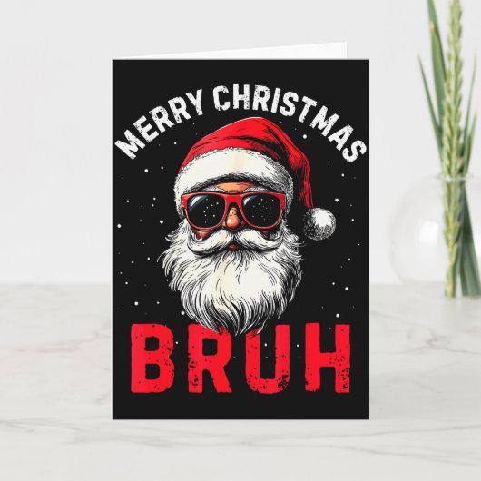 Merry Christmas Bruh Funny Santa Claus Retro Men W カード (正面)