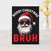 Merry Christmas Bruh Funny Santa Claus Retro Men W カード (黄色い花)