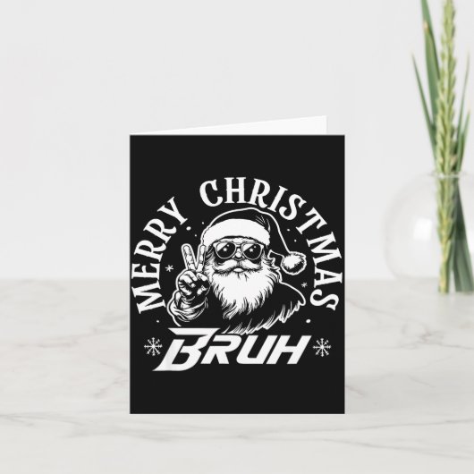 Merry Christmas Bruh Funny Santa Claus Retro Men W カード (正面)