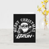 Merry Christmas Bruh Funny Santa Claus Retro Men W カード (黄色い花)