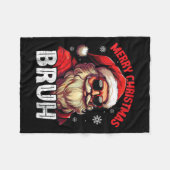 Merry Christmas Bruh Funny Santa Claus Retro Men W フリースブランケット (正面(横))