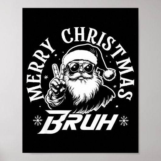 Merry Christmas Bruh Funny Santa Claus Retro Men W ポスター (正面)