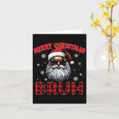 Merry Christmas Bruh Red Plaid Funny Santa Claus M カード (黄色い花)