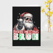 Merry Christmas Bruh Thumbs Up Chill Santa Claus F カード (黄色い花)