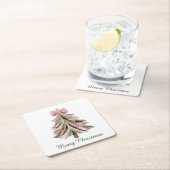 Merry Christmas Brushstroke Tree Paper Coaster Set スクエアペーパーコースター (インサイチュ)