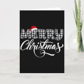 Merry Christmas Buffalo Black And White Plaid For  カード (正面)