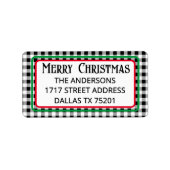 Merry Christmas Buffalo Check Return Address Label ラベル (正面)