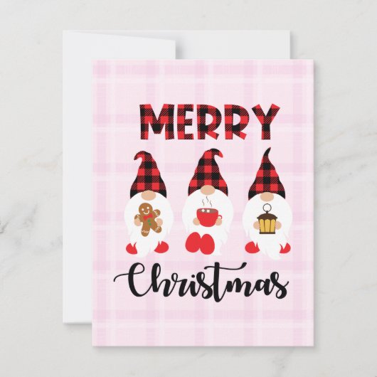 Merry Christmas- Buffalo Plaid Gnomes ノートカード (正面)