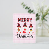 Merry Christmas- Buffalo Plaid Gnomes ポストカード (スタンド正面)