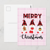 Merry Christmas- Buffalo Plaid Gnomes ポストカード (正面/裏面)