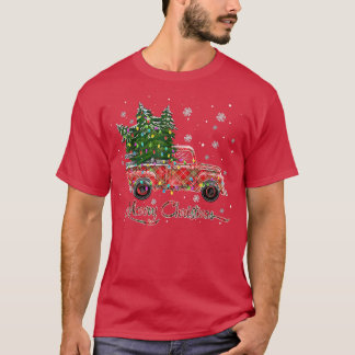 Merry Christmas Buffalo Plaid Truck Christmas Tree Tシャツ