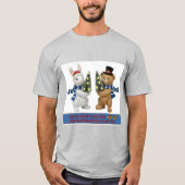 Merry Christmas Bunny and Bear Holding Trees T-Shi Tシャツ (正面)