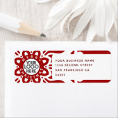  Merry Christmas Business Logo Snowflake Red ラベル (インサイチュ)
