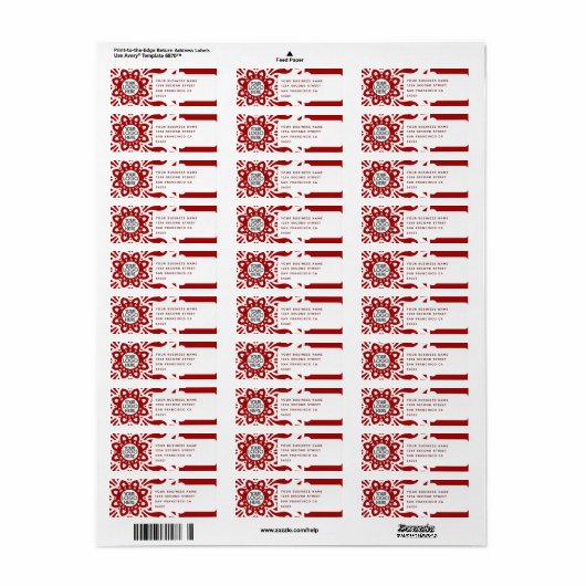 Merry Christmas Business Logo Snowflake Red ラベル (フルシート)