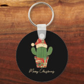 Merry Christmas Cactus Patchwork Quilt  キーホルダー (正面)