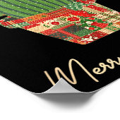 Merry Christmas Cactus Patchwork Quilt  ポスター (角)