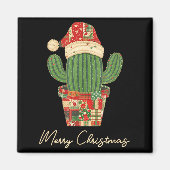 Merry Christmas Cactus Patchwork Quilt  マグネット (正面)