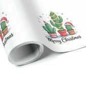 Merry Christmas Cactus Tree Festive Xmas Lights ラッピングペーパー (ロールコーナー)