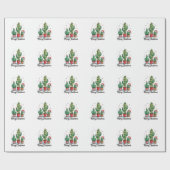 Merry Christmas Cactus Tree Festive Xmas Lights ラッピングペーパー (フラット)