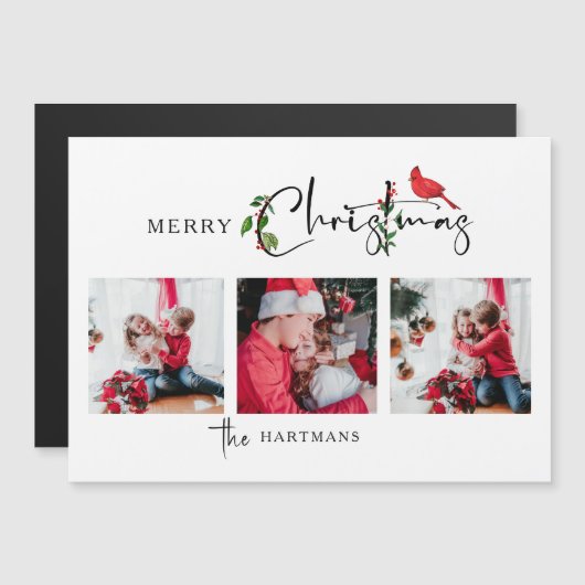 Merry Christmas Calligraphy Botanical 3 Photo (正面/裏面)