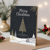 Merry Christmas Calligraphy Scrip Folded シーズンカード