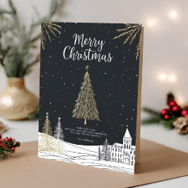 Merry Christmas Calligraphy Scrip Folded シーズンカード