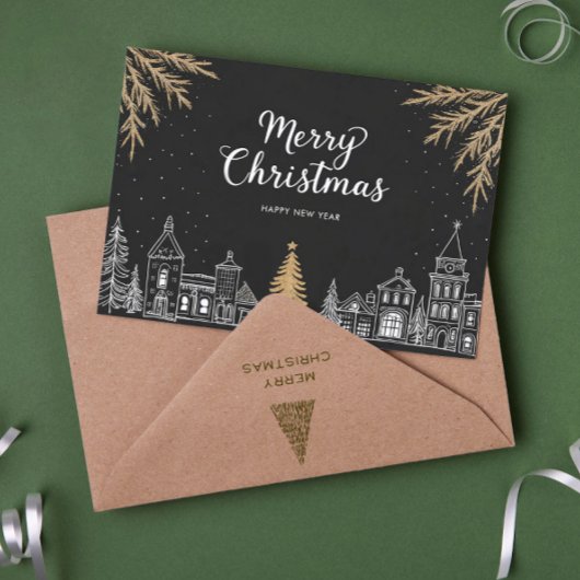 Merry Christmas Calligraphy Scrip Holiday Card シーズンカード
