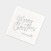 Merry Christmas Calligraphy Silver 箔ナプキン (左)