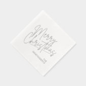 Merry Christmas Calligraphy Silver 箔ナプキン (右)