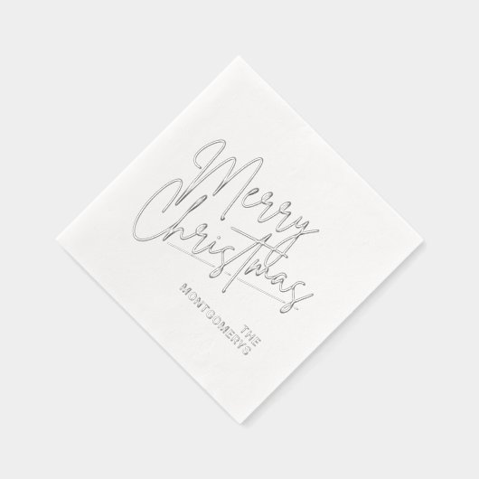 Merry Christmas Calligraphy Silver 箔ナプキン (右)