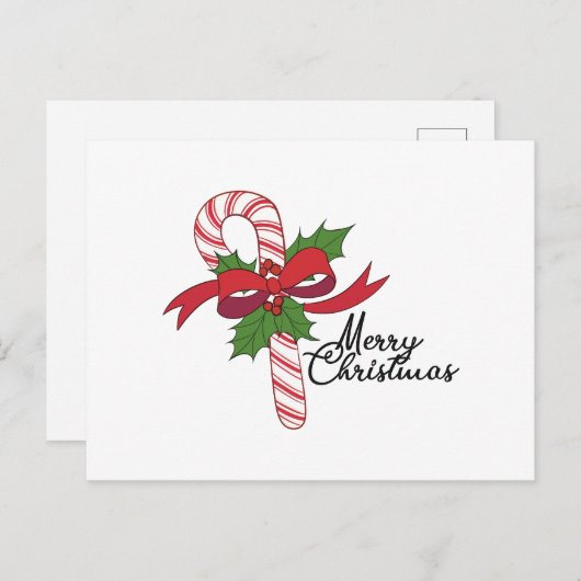 Merry Christmas Candy Cane ポストカード (正面/裏面)