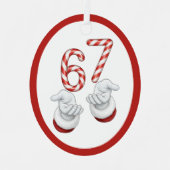 Merry Christmas Candy Cane 6-7 Meme Funny メタルオーナメント (正面)