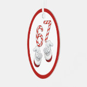 Merry Christmas Candy Cane 6-7 Meme Funny メタルオーナメント (正面左)