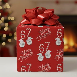 Merry Christmas Candy Cane 6-7 Meme Pattern ラッピングペーパー