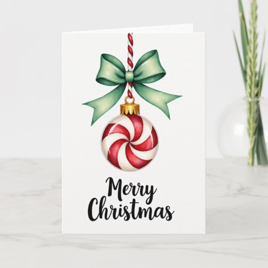 Merry Christmas Candy Cane Ornament カード (正面)