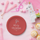 Merry Christmas Candy Cane Red Party ペーパープレート (パーティー)