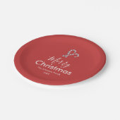 Merry Christmas Candy Cane Red Party ペーパープレート (アングル)