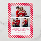 Merry Christmas Candy Cane Stripes Holiday 箔シーズンカード (裏面)