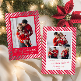 Merry Christmas Candy Cane Stripes Holiday 箔シーズンカード
