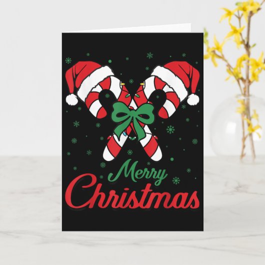 Merry Christmas Candy Cane Xmas Lights Toddlers Me カード (黄色い花)