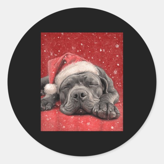 Merry Christmas Cane Corso  ラウンドシール (正面)