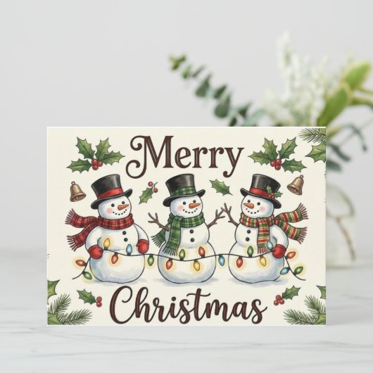 Merry Christmas Card – Custom Name message Modern シーズンカード (スタンド正面)