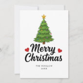 Merry Christmas Card – Custom Name & Year, Modern シーズンカード (正面)