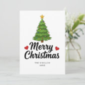 Merry Christmas Card – Custom Name & Year, Modern シーズンカード (スタンド正面)