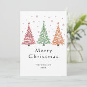 Merry Christmas Card – Custom Name & Year, Modern シーズンカード (スタンド正面)