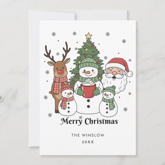 Merry Christmas Card – Custom Name & Year, Modern シーズンカード (正面)