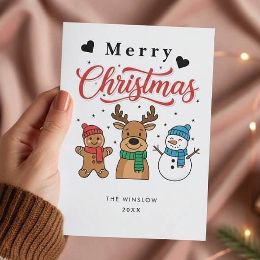 Merry Christmas Card – Custom Name & Year, Modern シーズンカード