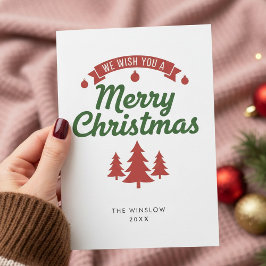 Merry Christmas Card – Custom Name & Year, Modern シーズンカード