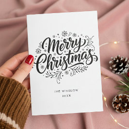 Merry Christmas Card – Custom Name & Year, Modern シーズンカード
