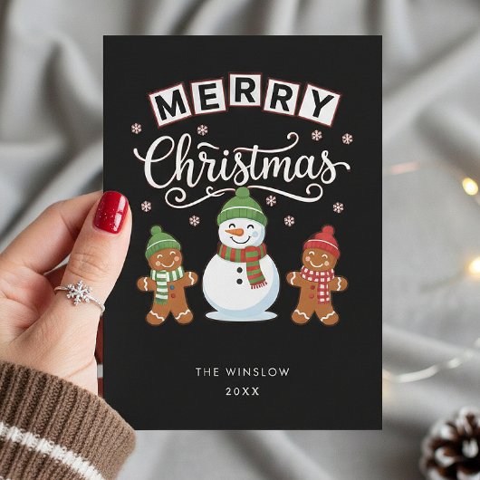 Merry Christmas Card – Custom Name & Year, Modern シーズンカード
